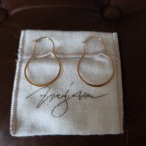 $695 Melissa Joy Manning 14K yellow gold 1 3/4" dangle hoop earrings MJM light!